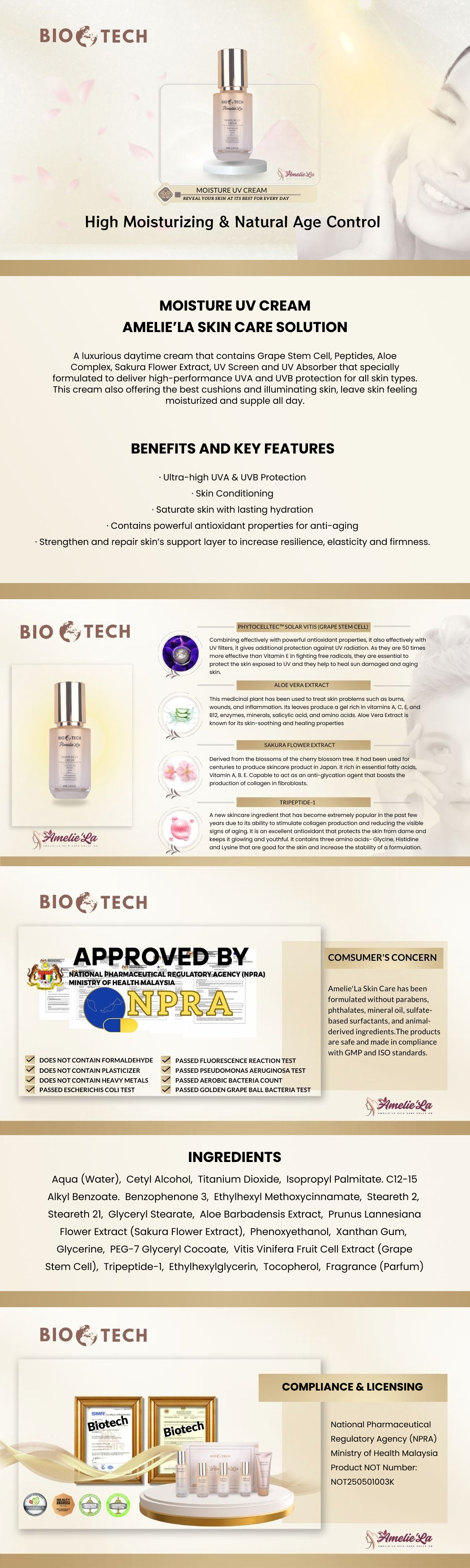 Moisture UV Cream Ingredients Info